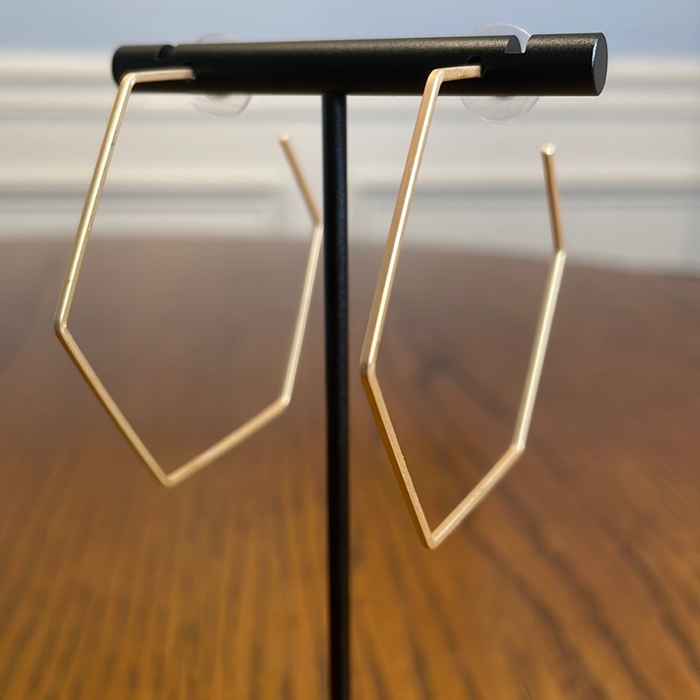 Gold Hexagon Hoop Earrings